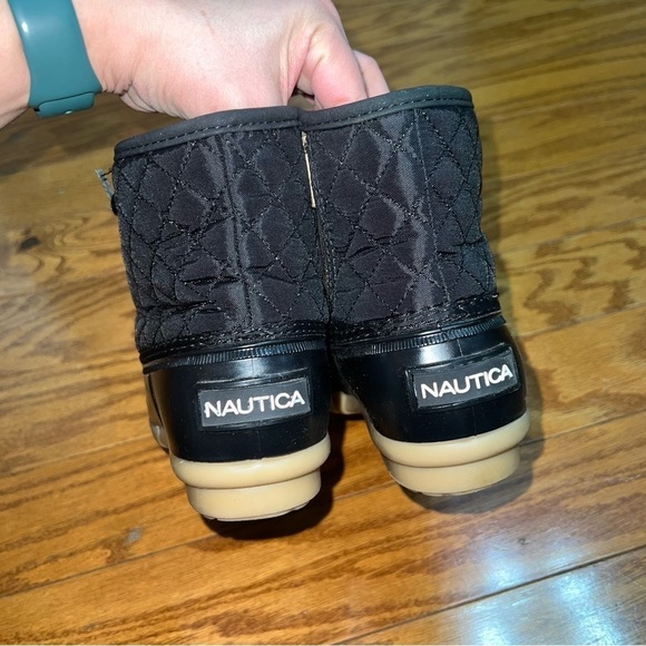 Nautica Dorsay Black Quilted Duck Rubber Boots With Ankle Zip Size 7 - Picture 8 of 12